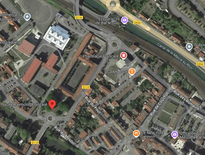 Plan Google Maps de l'emplacement de la chapelle du Lycée Raymond Poincaré.