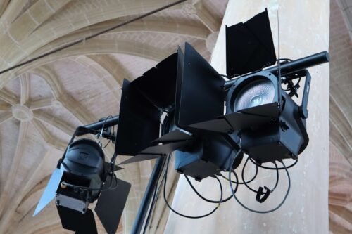 Photo artistique des projecteurs de face